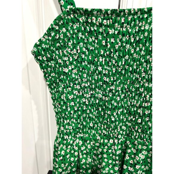 Sienna Sky Green Floral Smocked Tiered Mini Dress Ruffle Hem Sz M Y2K Baby Doll - Picture 4 of 11
